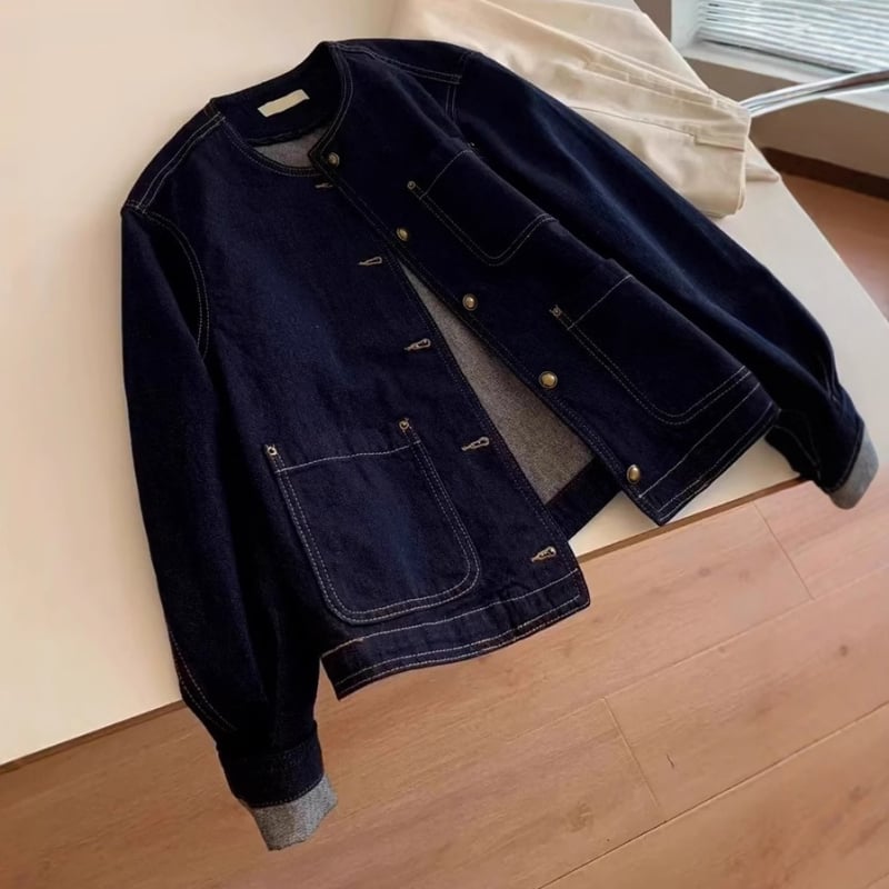 Palace džinsa jaka, garas piedurknes, apaļš kakls, regulāra griezuma, garums 50–65 cm