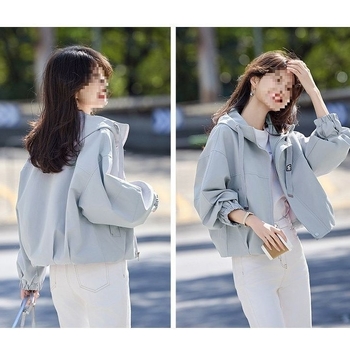 Sieviešu īsa kapucēta pilsētas jaka — Chenille audums ar 80–90% Spandex, parastie piedurknes, pavasaris 2025