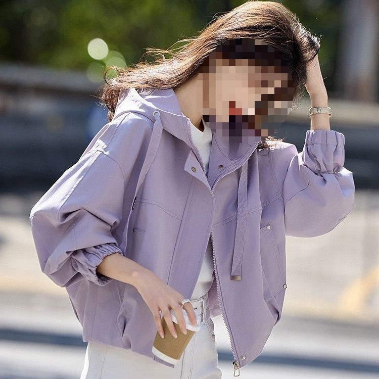 Sieviešu īsa kapucēta pilsētas jaka — Chenille audums ar 80–90% Spandex, parastie piedurknes, pavasaris 2025