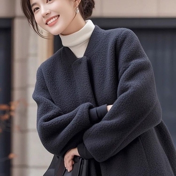 Chenille audinio švarkas, su fliso pamušalu, panelinis dizainas, Korėjos stilius, pavasaris 2025