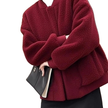 Chenille audinio švarkas, su fliso pamušalu, panelinis dizainas, Korėjos stilius, pavasaris 2025