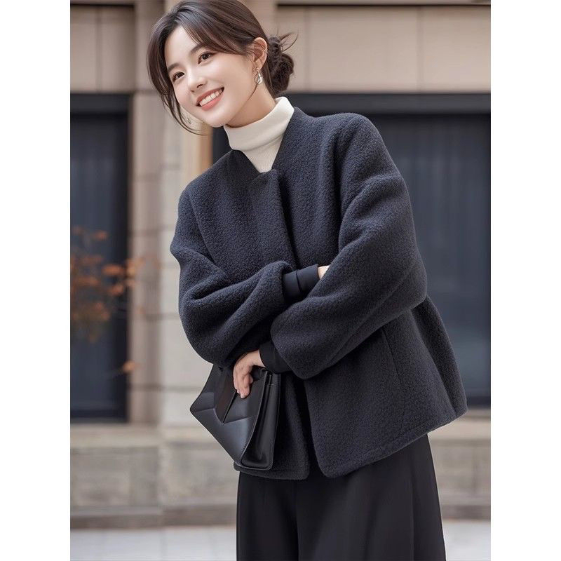 Chenille audinio švarkas, su fliso pamušalu, panelinis dizainas, Korėjos stilius, pavasaris 2025