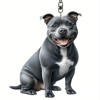 New cross-border product: Cute acrylic keychain with plush dog, 2D creative puppy backpack, pendant, car hanger