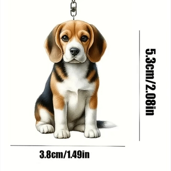 New cross-border product: Cute acrylic keychain with plush dog, 2D creative puppy backpack, pendant, car hanger