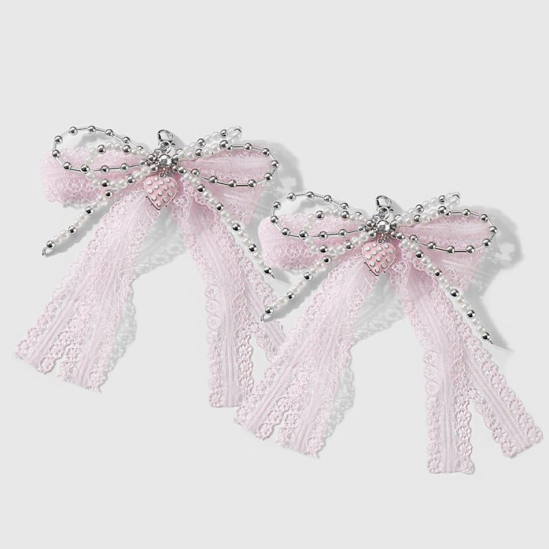 DIY batų dekoracija - imitaciniai perlo karoliukai, tinklinis kaspinas, žvaigždutės ir širdies akcentai, tinkama sportiniams batams, botoms ir kasdienėms avalynei (visoms sezonoms)