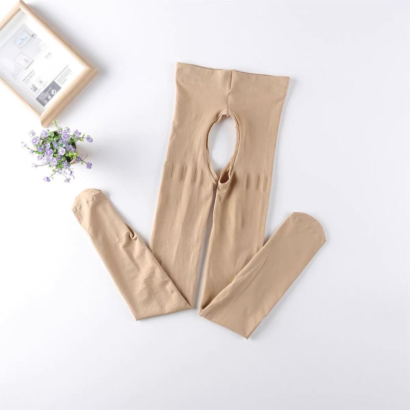 Colanți deschiși la crotch pentru femei, nylon, căptuți cu fleece, groși, cu picior întreg, anti-încurcare, toamnă-iarnă