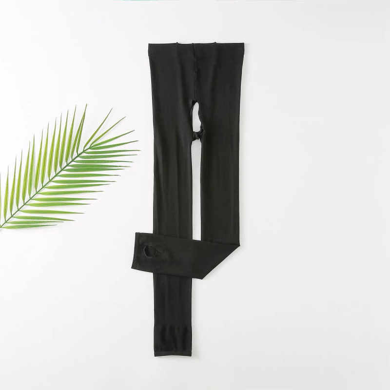 Colanți deschiși la crotch pentru femei, nylon, căptuți cu fleece, groși, cu picior întreg, anti-încurcare, toamnă-iarnă