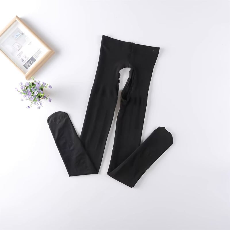 Colanți deschiși la crotch pentru femei, nylon, căptuți cu fleece, groși, cu picior întreg, anti-încurcare, toamnă-iarnă