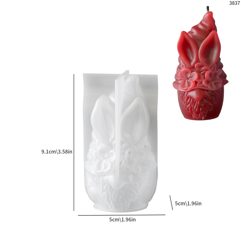 Silikona veidne Lieldienu svecei "rūķis", epoksīdsveķi ar četrlapu āboliņu, ģipša dekors ar aromterapiju bārdaina veca vīra formā