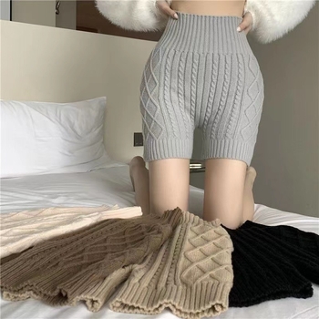 Megztos leginsai su aukštu juosmeniu, pilvo kontrole, medvilnės įdėklas kirkšnies srityje, vienspalviai, šiltos ruduo–žiema