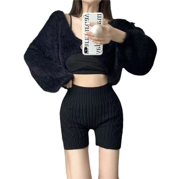 Megztos leginsai su aukštu juosmeniu, pilvo kontrole, medvilnės įdėklas kirkšnies srityje, vienspalviai, šiltos ruduo–žiema