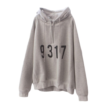 Harajuku stil kapuljačom duksa jakna s flis podstavom, širokog kroja, polu-zip, udobna