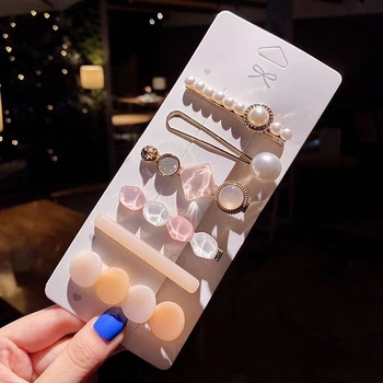 Jauns korejiešu stila matu sprādžu komplekts 2024. gadā ar lāča un ziedu dizainu, retro stilā, vienkārša matu sprādze, sānu sprādze ar spalvām un pērlēm