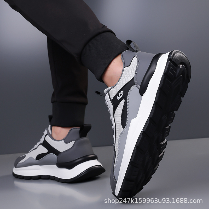 Férfi sportcipők, könnyű, lélegző, kényelmes tornacipők, férfi őszi-téli meleg edzőcipő vastag talppal és polár anyaggal kültéri edzéshez