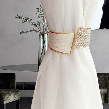 Ötvözetből készült függönytartó pánt gyémánt PU bőr betétekkel, könnyű luxus stílus, testreszabható