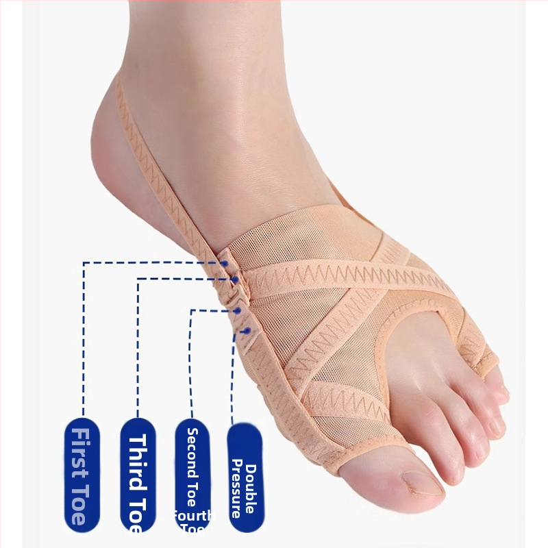 Tinklelio medžiagos pirštų atskyrėjas Hallux valgus – dvigubas didžiojo ir mažojo piršto atskyrimas, kvėpuojanti pėdos parama