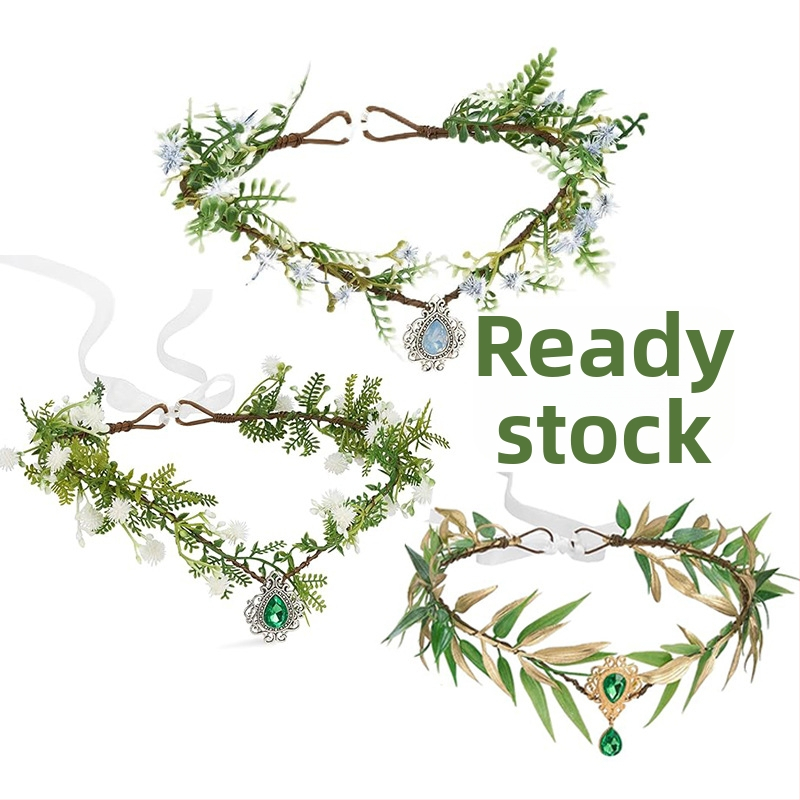 Lapām vainags galvai fejas/elfiem – dabīgs stils, universāls; Materiāls: plastmasa/resīns; Forma: lapas; Piemērots kāzu svētkiem un festivāliem