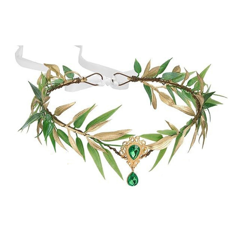 Lapām vainags galvai fejas/elfiem – dabīgs stils, universāls; Materiāls: plastmasa/resīns; Forma: lapas; Piemērots kāzu svētkiem un festivāliem