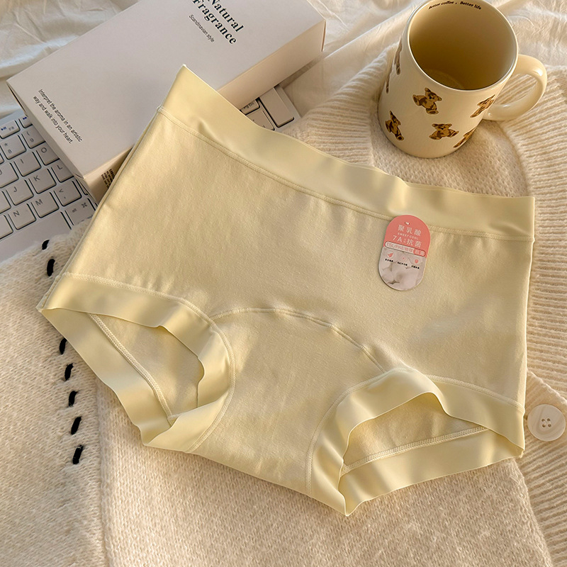 Chiloți din bumbac pentru femei, căptușeală PLA în zona inghinală, respirabili, talie medie, tricotate
