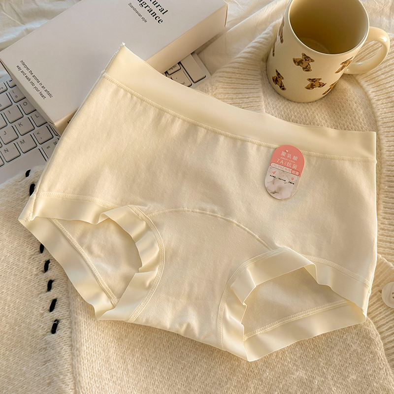 Chiloți din bumbac pentru femei, căptușeală PLA în zona inghinală, respirabili, talie medie, tricotate