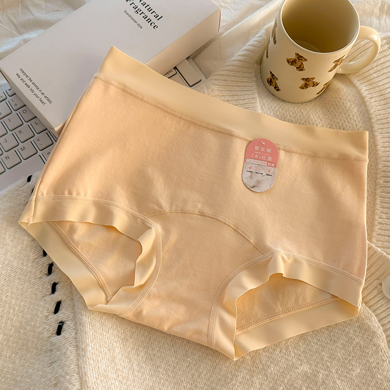 Chiloți din bumbac pentru femei, căptușeală PLA în zona inghinală, respirabili, talie medie, tricotate