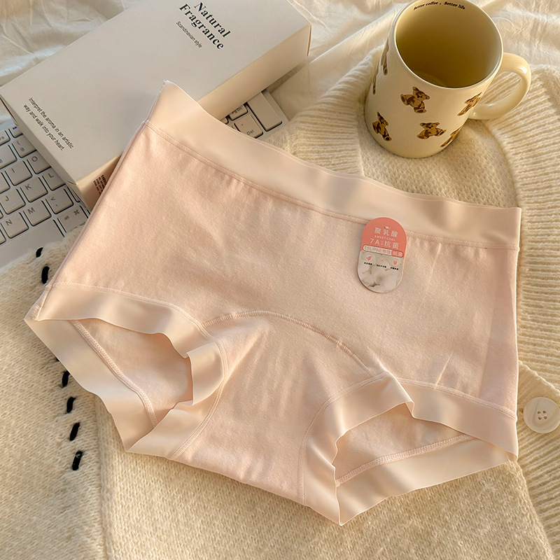 Chiloți din bumbac pentru femei, căptușeală PLA în zona inghinală, respirabili, talie medie, tricotate