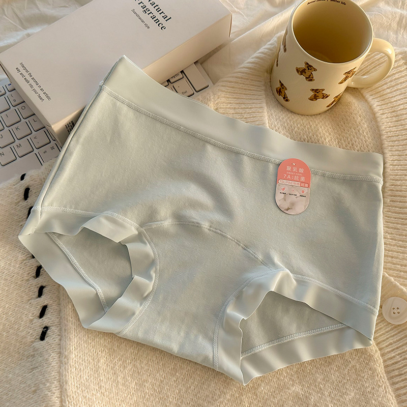 Chiloți din bumbac pentru femei, căptușeală PLA în zona inghinală, respirabili, talie medie, tricotate
