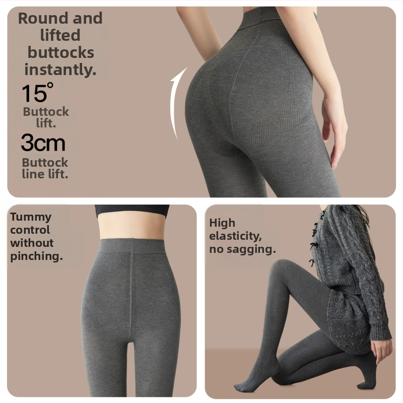 Ženske termo legice za jesen i zimu, s flis podstavom i debelim materijalom, kontrola trbuha i podizanje bokova, viskozna tkanina, s pokrivenim nogama
