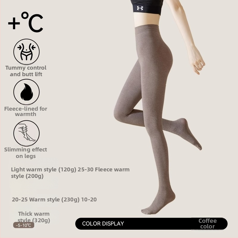 Ženske termo legice za jesen i zimu, s flis podstavom i debelim materijalom, kontrola trbuha i podizanje bokova, viskozna tkanina, s pokrivenim nogama
