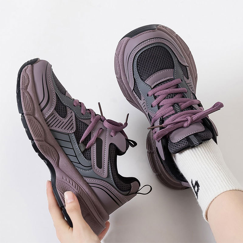 Ženske tenisice stil dad shoes: mrežasti gornji dio, gumena potplat, vezanje, lagane, klina potplat 3–5 cm