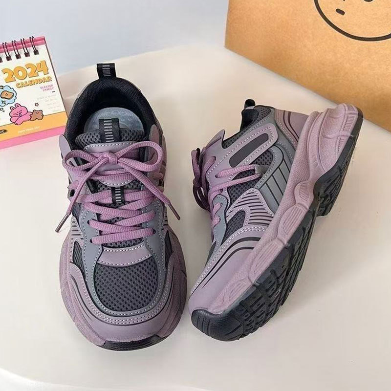 Ženske tenisice stil dad shoes: mrežasti gornji dio, gumena potplat, vezanje, lagane, klina potplat 3–5 cm