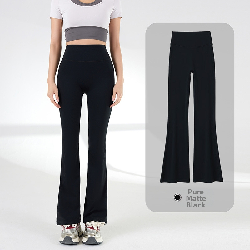 Moterų aukštos juosmens, siauras siluetas, šiek tiek platėjantis apačia, lengvas nailono-elastano audinys