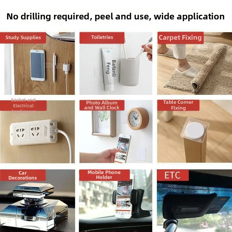 Akrilo nano dvipusė lipni juostelė – skaidri, be žymių, lipimas klijais, siurbimo kilpa, licencijuota privataus prekės ženklo