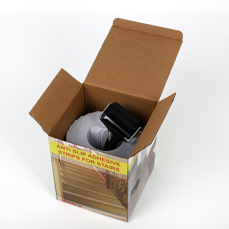 PEVA atsparus slydimui laiptų juosta vonios kambariui – vienpusė, plotis 5 cm, ilgis 5 m, storis 0,75 mm, pagrindas PEVA, temperatūros diapazonas -10°C iki 60°C