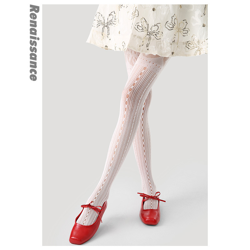 Renaissance Γυναικείες κάλτσες με δαντέλα και τζακάρντ μοτίβο, 90% νάιλον 10% σπάντεξ, λεπτές, σμιλεύουν το σχήμα και απορροφούν τον ιδρώτα (μονόχρωμες, φιόγκος, λουλούδια)