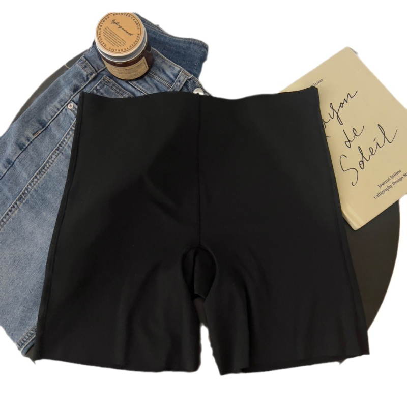 Moterų saugos šortai su aukštu juosmeniu, Ice Silk audinys, nailonas 81,2%, kirkšnies pamušalas 100% medvilnė, 2-in-1 dizainas