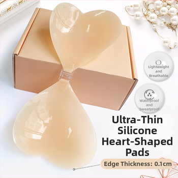 Südamekujuline silikoonrinnaplaster, ultraõhukesed, push-up, nähtamatud, libisemiskindlad, sobivad pulmadeks ja ujumistrikotitele.