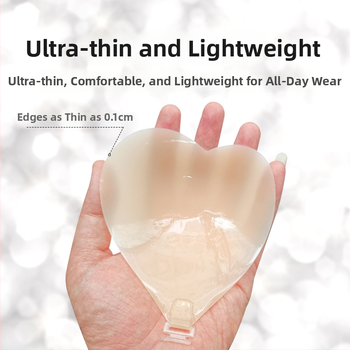 Südamekujuline silikoonrinnaplaster, ultraõhukesed, push-up, nähtamatud, libisemiskindlad, sobivad pulmadeks ja ujumistrikotitele.