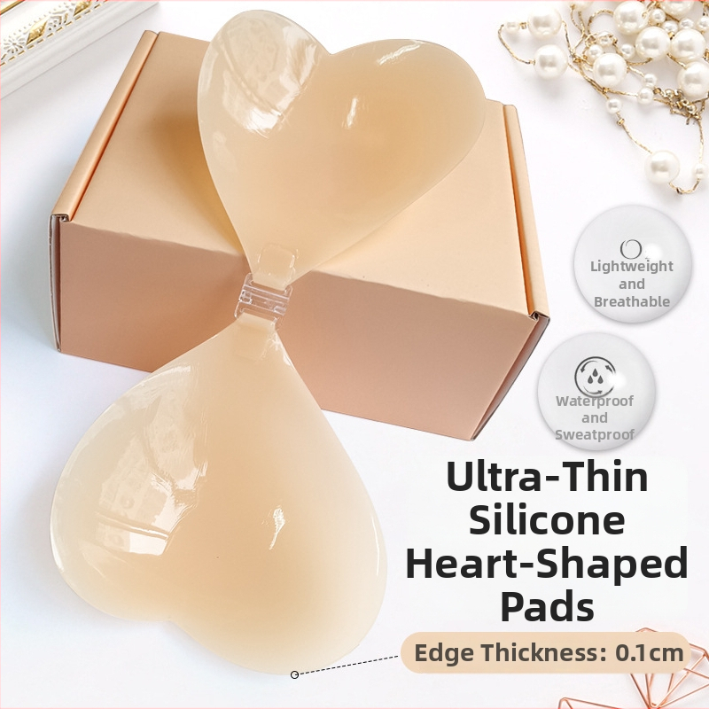 Südamekujuline silikoonrinnaplaster, ultraõhukesed, push-up, nähtamatud, libisemiskindlad, sobivad pulmadeks ja ujumistrikotitele.