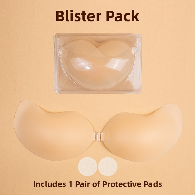 Vienos dalių silikoninis pleistras speneliams su priekinės sagties užsegimu, be siūlių, plonas ir nematomas, mango forma, push-up efektas