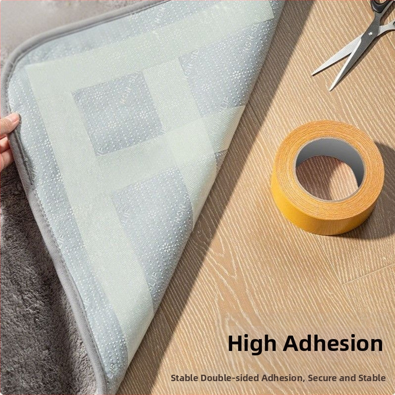 Audinio dvipusė lipni juosta su didele prilipimo jėga ir neslystančiu kilimėliu, skirta grindims ir tapetoms; klijavimas