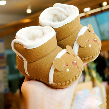 Бебешки обувки за прохождане с мека подметка, антихлъзгащи, зимна подплата, Velcro закопчаване, за 6–12 месеца