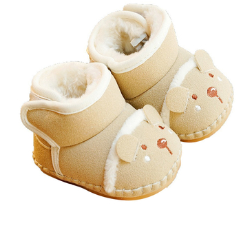 Бебешки обувки за прохождане с мека подметка, антихлъзгащи, зимна подплата, Velcro закопчаване, за 6–12 месеца