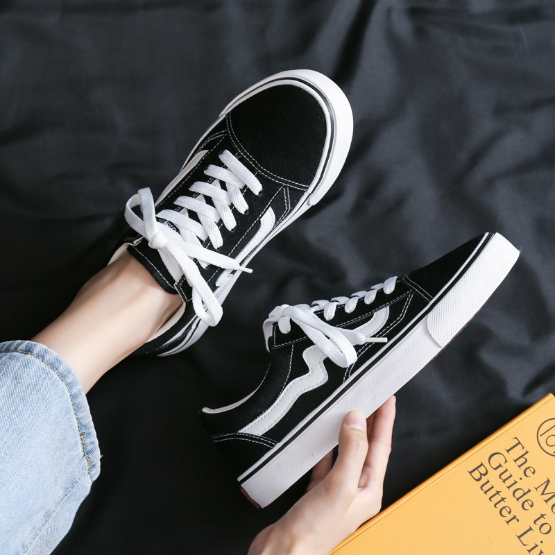 Uniszex vászon sneakers, koreai stílus, mindennapi cipők diákoknak
