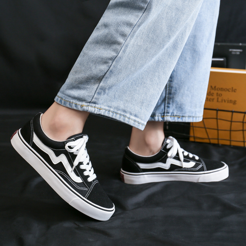 Uniszex vászon sneakers, koreai stílus, mindennapi cipők diákoknak