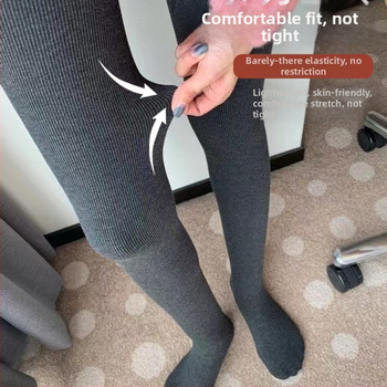 Kašmiirist termilised sukkpüksid, paksud, kõrge vöökoht kõhtu kontrolliks, ribot tekstuuriga