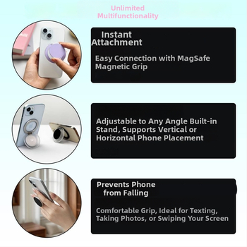 XUNHAO Snap-on magnētiskais telefona turētājs ar gredzeni, 360° griešanās – galda statīvs, modeļa Xh2025-09, iPhone 12–17, plastmasa