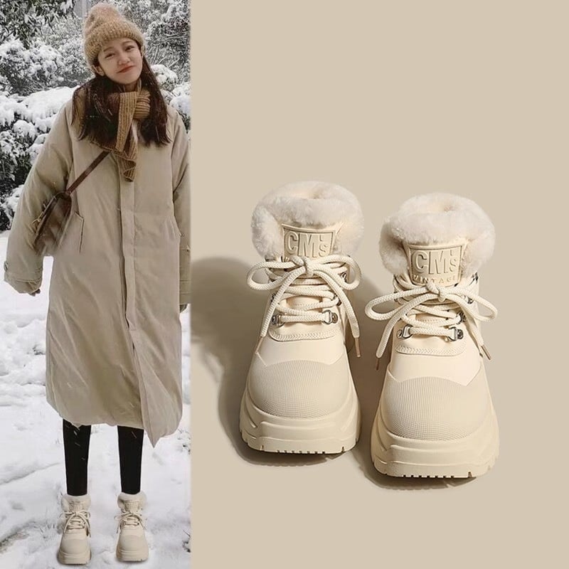 Naiste lume kingad paksu tallaga, ülemine: kunstlik plüüs, sisetald: kunstlik lühikese plüüsi, kummitald, madal konts 1–3 cm