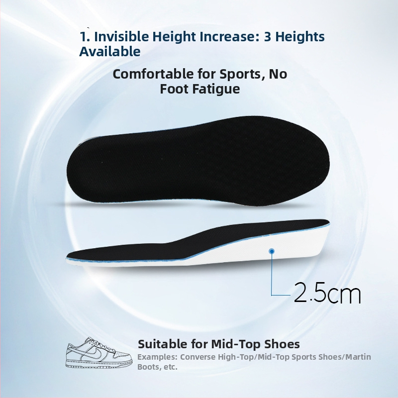 Nematomas aukštinimo įdėklas su paslėptu kulnu, EVA, visas įdėklas, tinka vyrams ir moterims