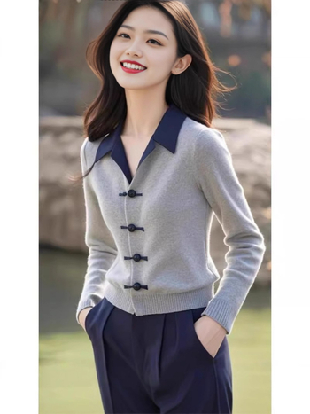 Cardigan din viscoză, mărime plus, cu guler rever, mâneci lungi, culoare solidă, tricot mediu, închidere cu nasturi pe un rând, lungime obișnuită, pentru toamnă-iarnă.